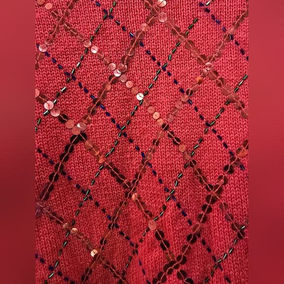 Vintage Westbound Red Sequin Turtleneck Sweater – Size Large - Picture 6 of 16